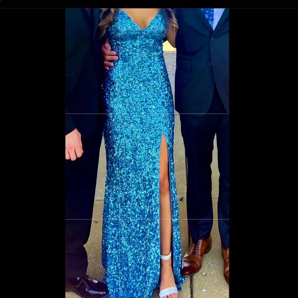 light blue sherri hill dress size 0